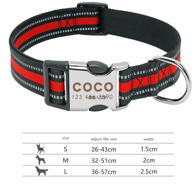 Custom Reflective Pet Leash Tag Collar Nylon Engraved Name for Small Medium Large Dog Red - Shop at LoveMi