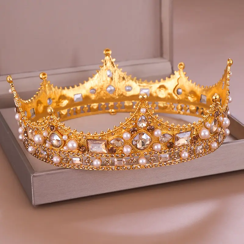 Crown headdress full circle diamond pearl New Retro