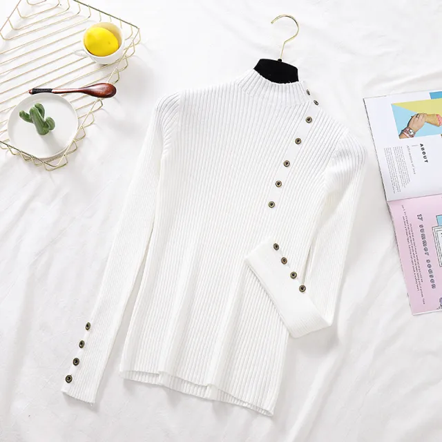 Half turtleneck sweater women's outer wear new autumn and winter White - Shop at LoveMi