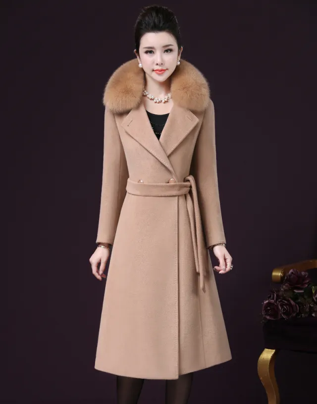 Autumn and winter new mother wear woolen coat Beige - Shop at LoveMi