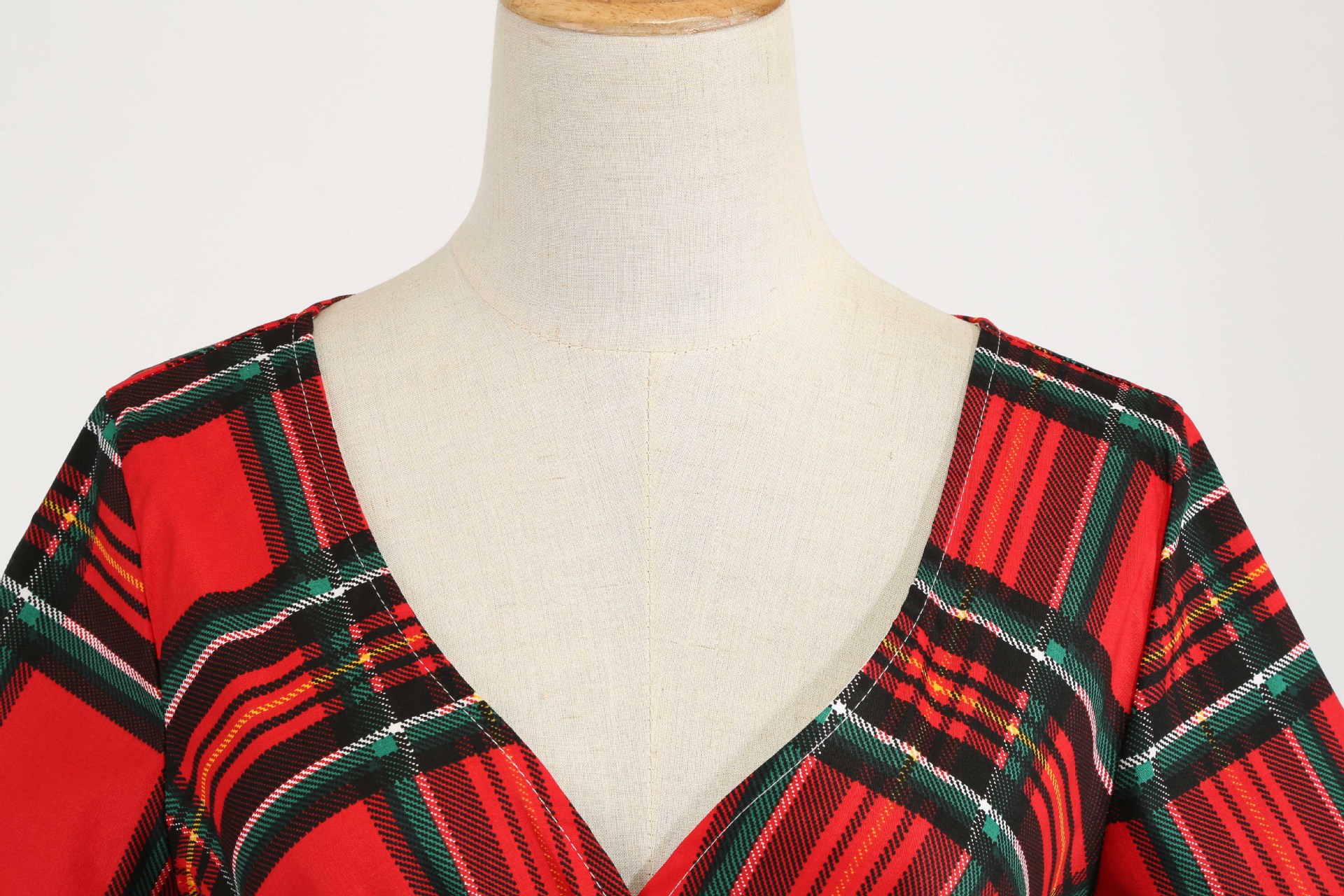 Printed long-sleeved plus size Christmas dress