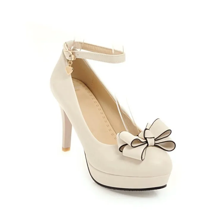 Women's shoes with sweet bow - Beige