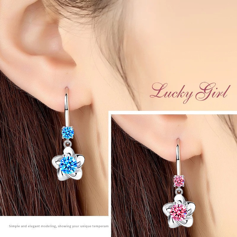 Korean fashion plum blossom crystal earrings for women