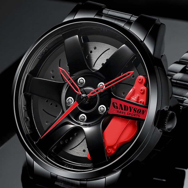 Hollow three-dimensional wheel steel belt student male tide watch