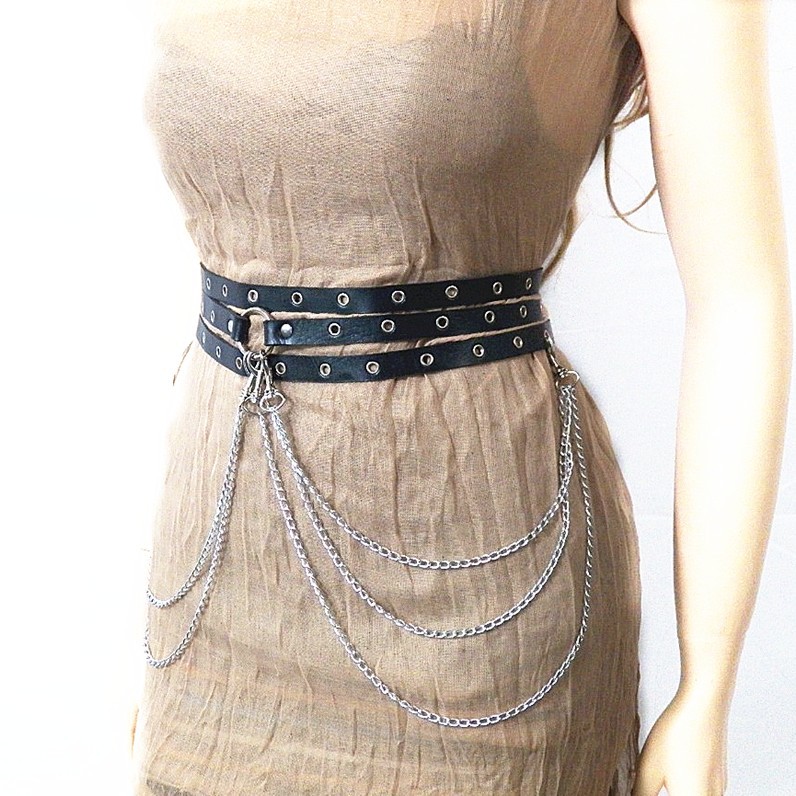 Punk style concave waist chain