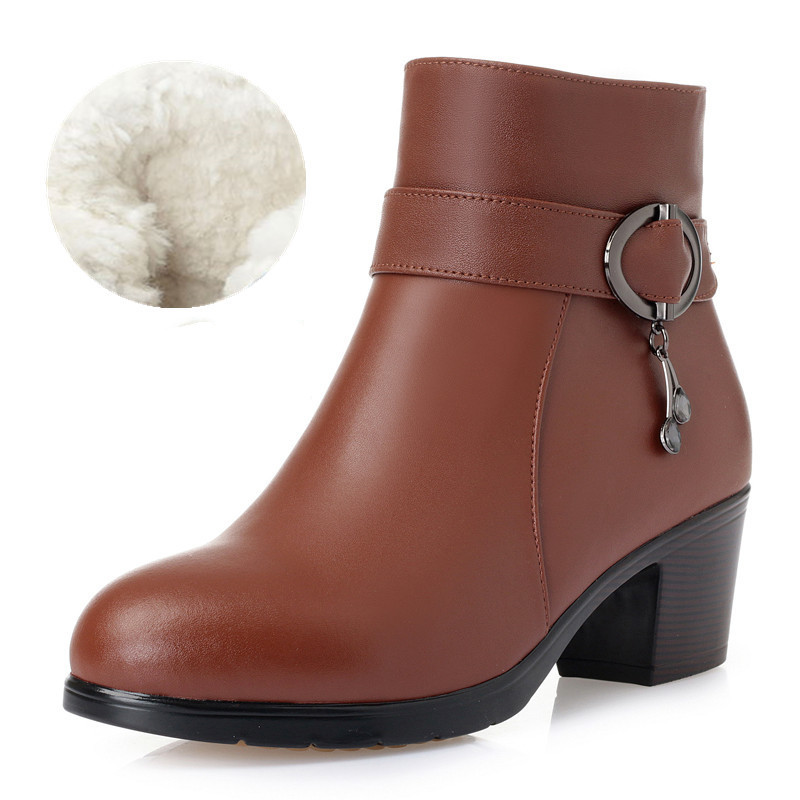 Title 7, Thick heel and velvet warm leather boots, offer...