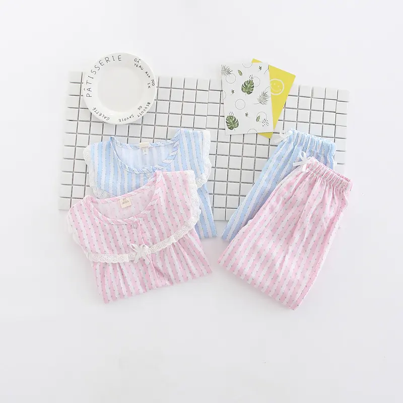 Children's Home Clothes Striped Lace