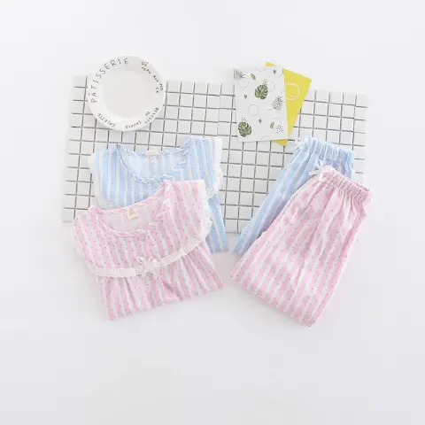 Children's Home Clothes Striped Lace