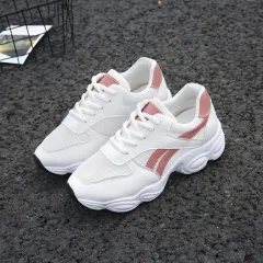 Breathable running shoes casual mesh sneakers - Pink - View 1