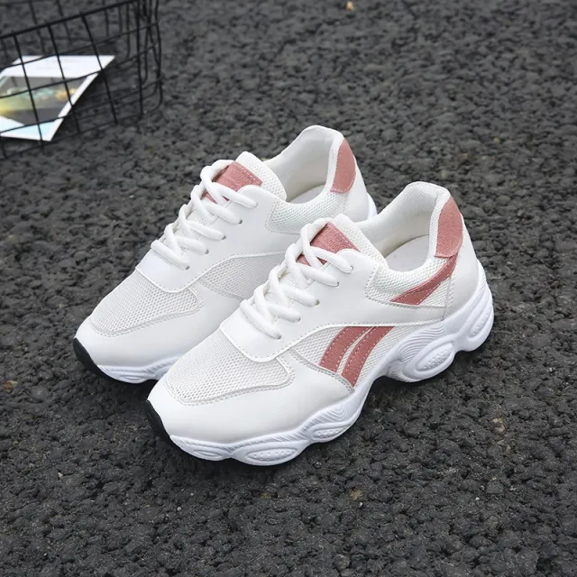 Breathable running shoes casual mesh sneakers Pink - Shop at LoveMi