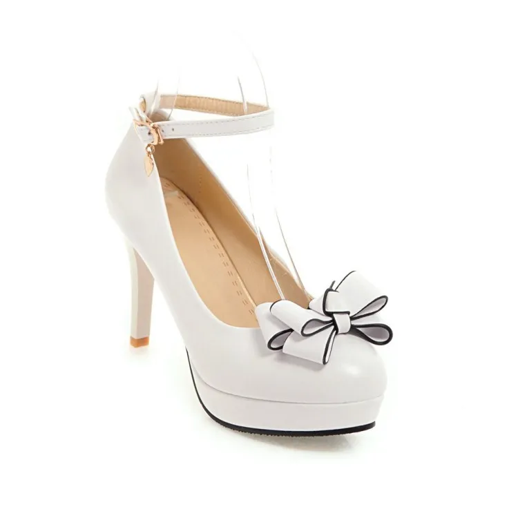 Women's shoes with sweet bow - White