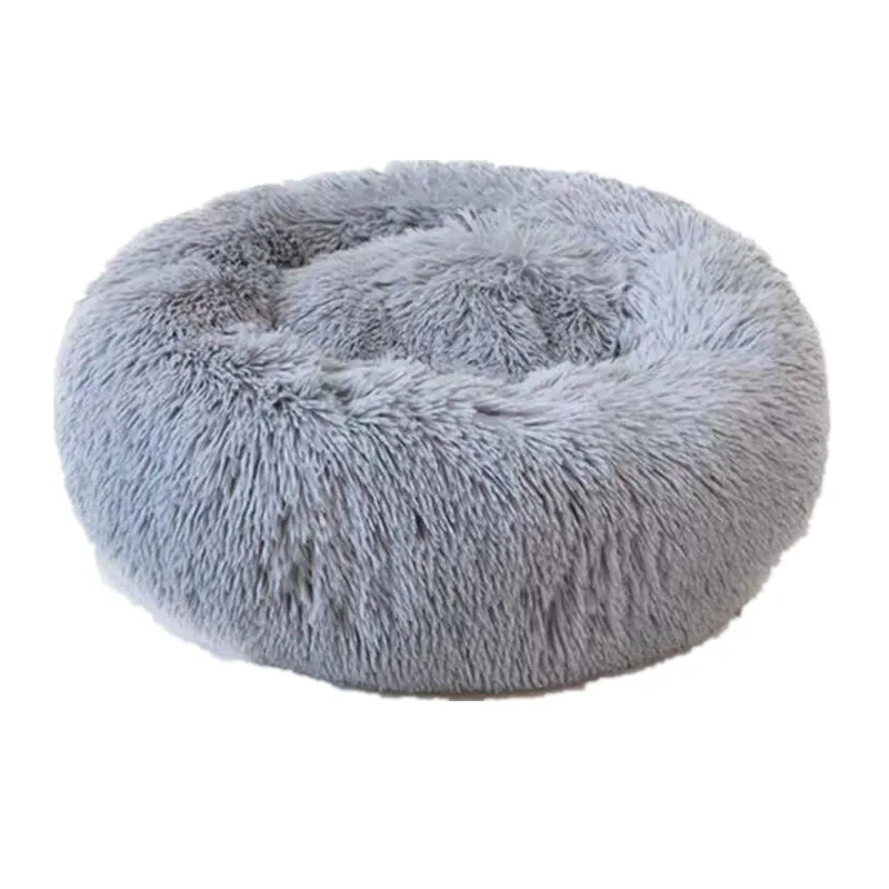 Washable Round plush kennel - Light Grey Zipper