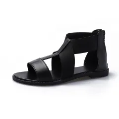 Simple, low-heeled cool boots - Black - View 1