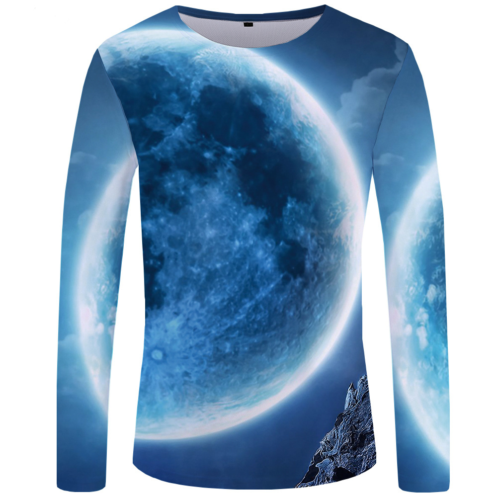3d printed wolf series long sleeve T-shirt men