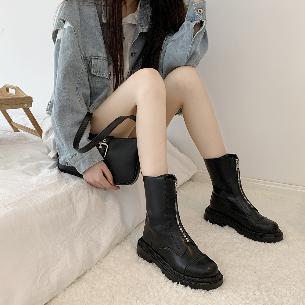 Female British style increased slim locomotive Martin boots