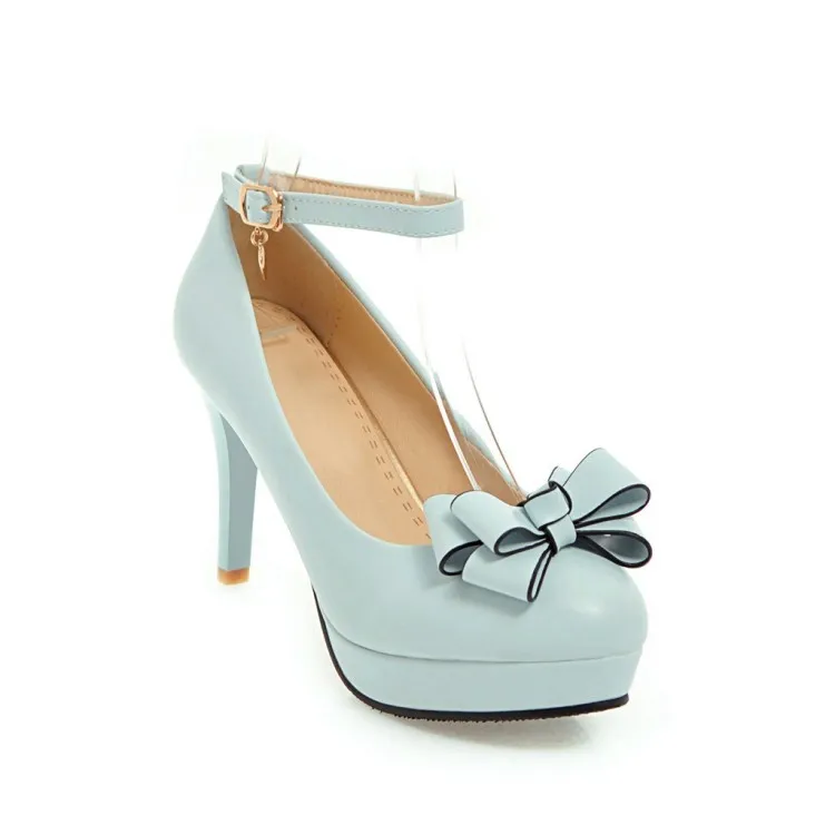 Women's shoes with sweet bow - Blue