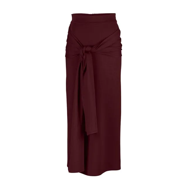 Women's lace solid color Muslim bag hip skirt Wine Red - Shop at LoveMi
