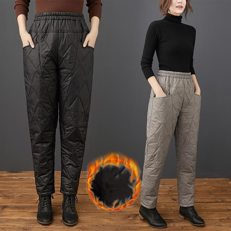 Loose and light diamond down cotton trousers