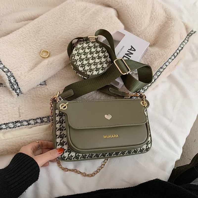 New trendy chain shoulder messenger handbag - Green