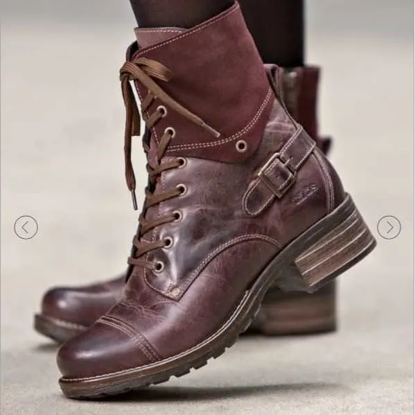 Martin boots with belt buckle Wine - Shop at LoveMi