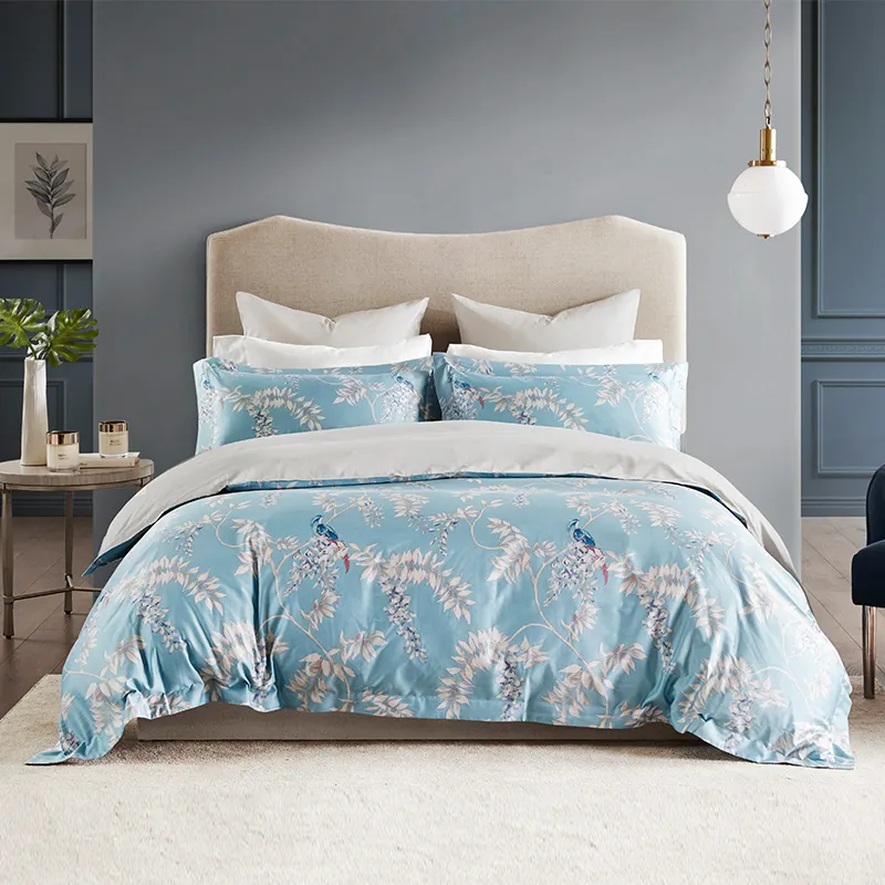 Four-piece set of long-staple cotton satin printed