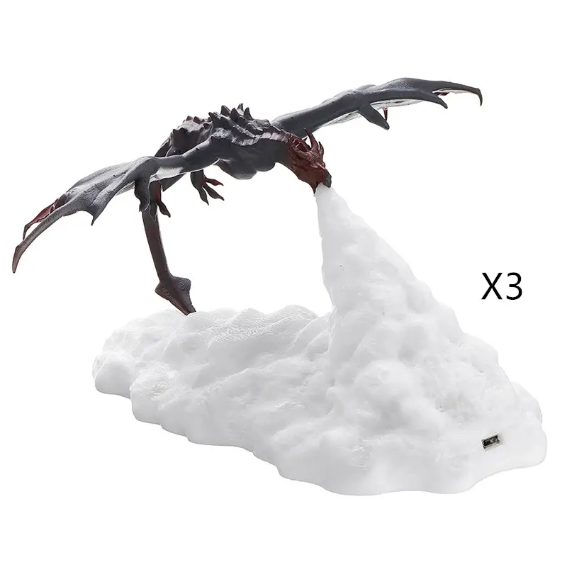 3D Printed LED Cartoon Fire Dragon Lamps