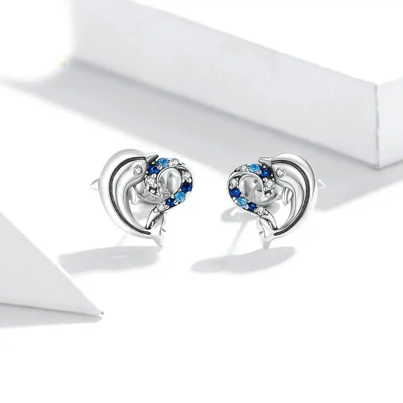 Dolphin Sterling Silver Stud Earrings