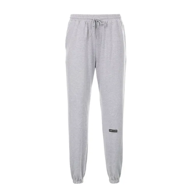 Sports sweatpants with small embroidered feet Grey - Shop at LoveMi