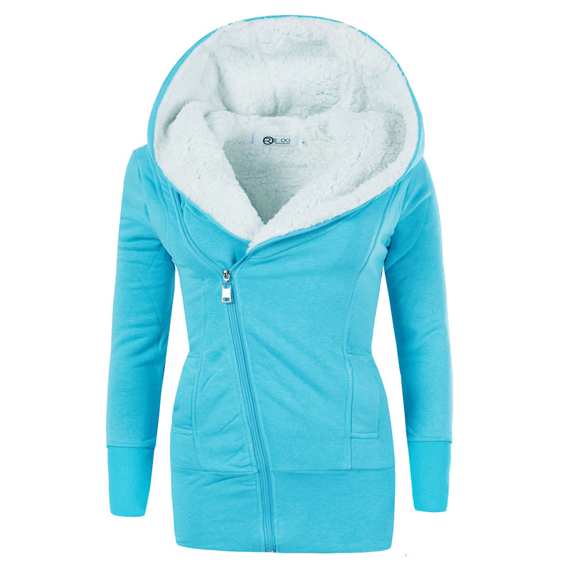 Lamb Wool Hooded Long Sleeve Women's Sweater