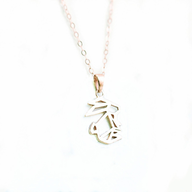 Cute Rabbit Pendant Necklace Alloy Color Preserving Electroplating Hollow Rabbit