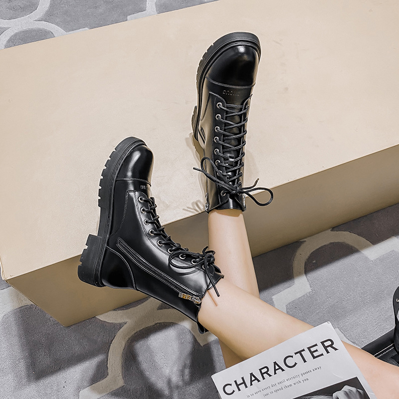 British style thick-soled spring and autumn single boots