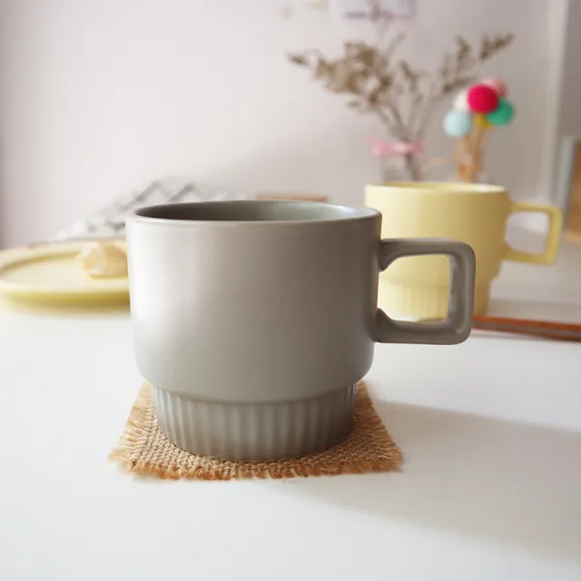 Ceramic mug with cover household coffee cup Grey - Shop at LoveMi