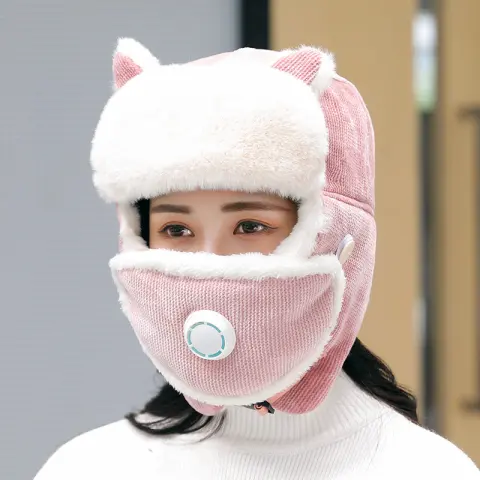 Simple Anti-fog Girl Bomber Hats Caps Women Russian Trapper