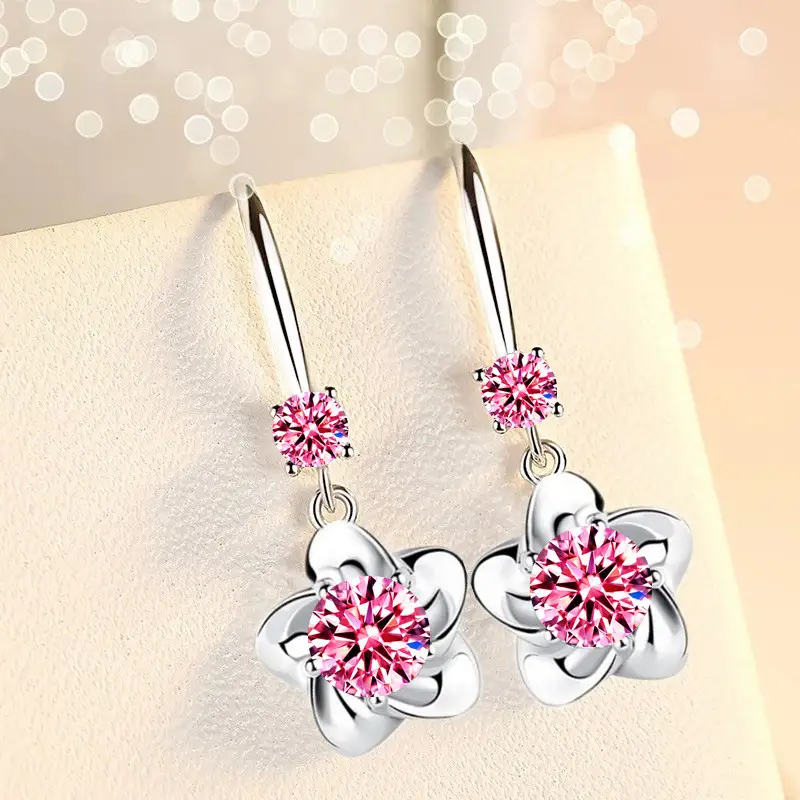 Korean fashion plum blossom crystal earrings for women