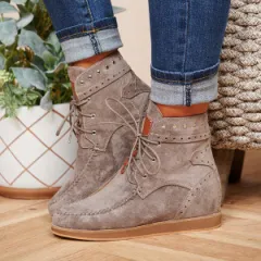 Plus size women's short boots - Khaki - View 1