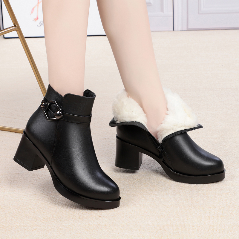 Autumn and winter new women's round toe women's cotton shoes side