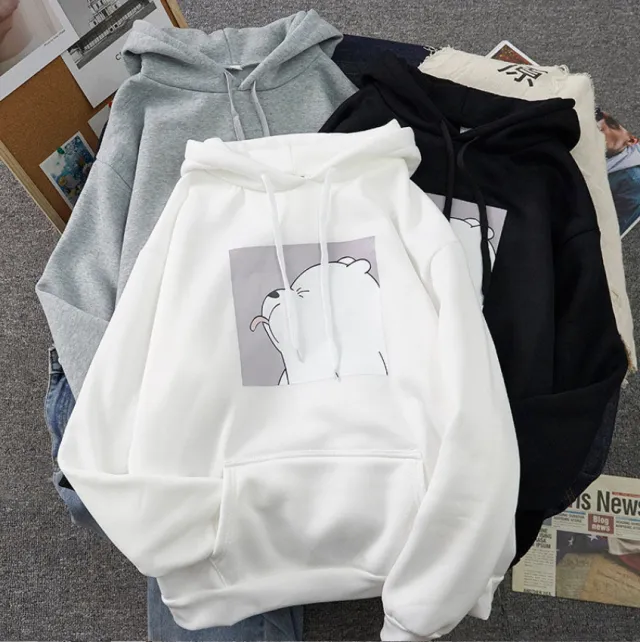 Hooded sweater women's autumn winter new loose large size White - Shop at LoveMi