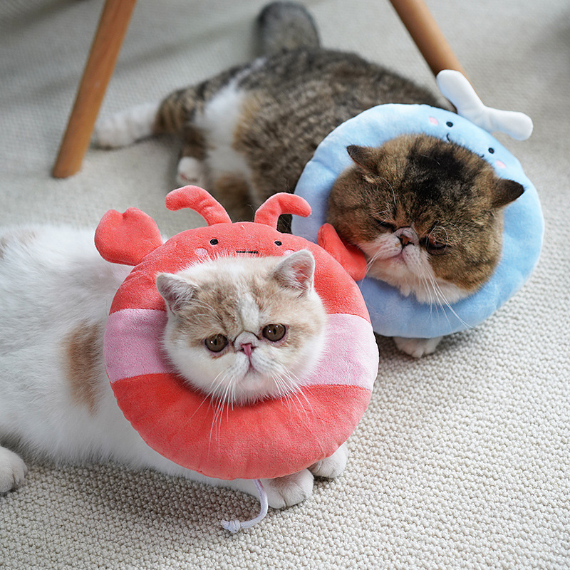 ปลอกคอแมวป้องกันการเลียแบบเอลิซาเบธ ผ้าสำหรับแมว นุ่มสบาย ใส่แล้วไม่อึดอัด ช่วยป้องกันการบาดเจ็บจากการเลียแผล