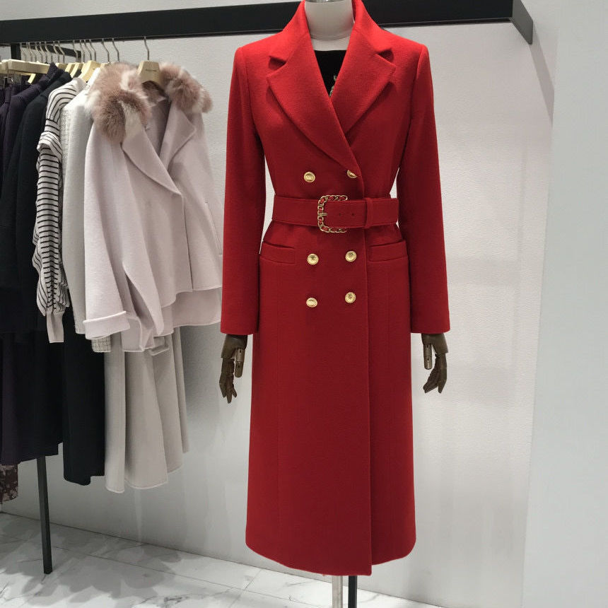 New fashion style long thick woolen coat Red - Shop at LoveMi