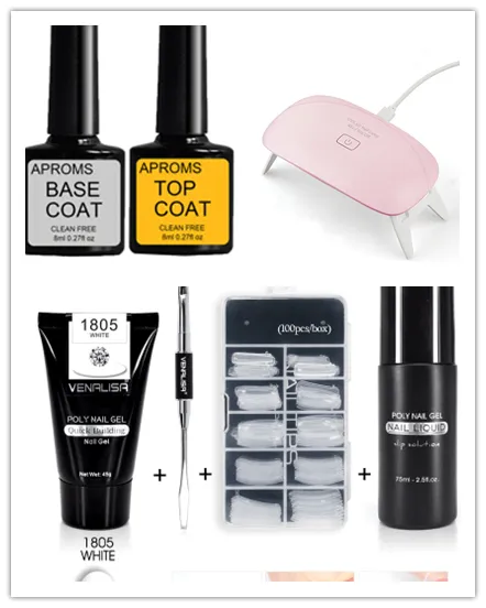 Venalisa Poly Nail Gel Kit Nail Fesign Builder Nail Gel Acrylic Transparent Crystal Coumuflage Set Nail Extend Jelly Gel Polish 1085Set - Shop at LoveMi