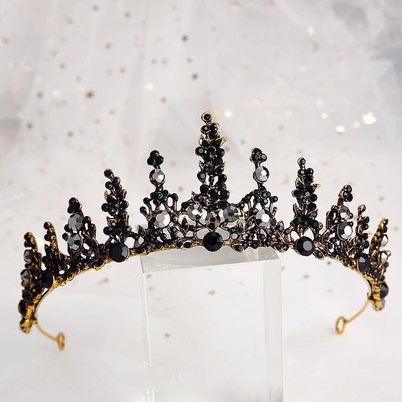 Black luxury crown bridal headdress wedding dress Style B - Shop at LoveMi