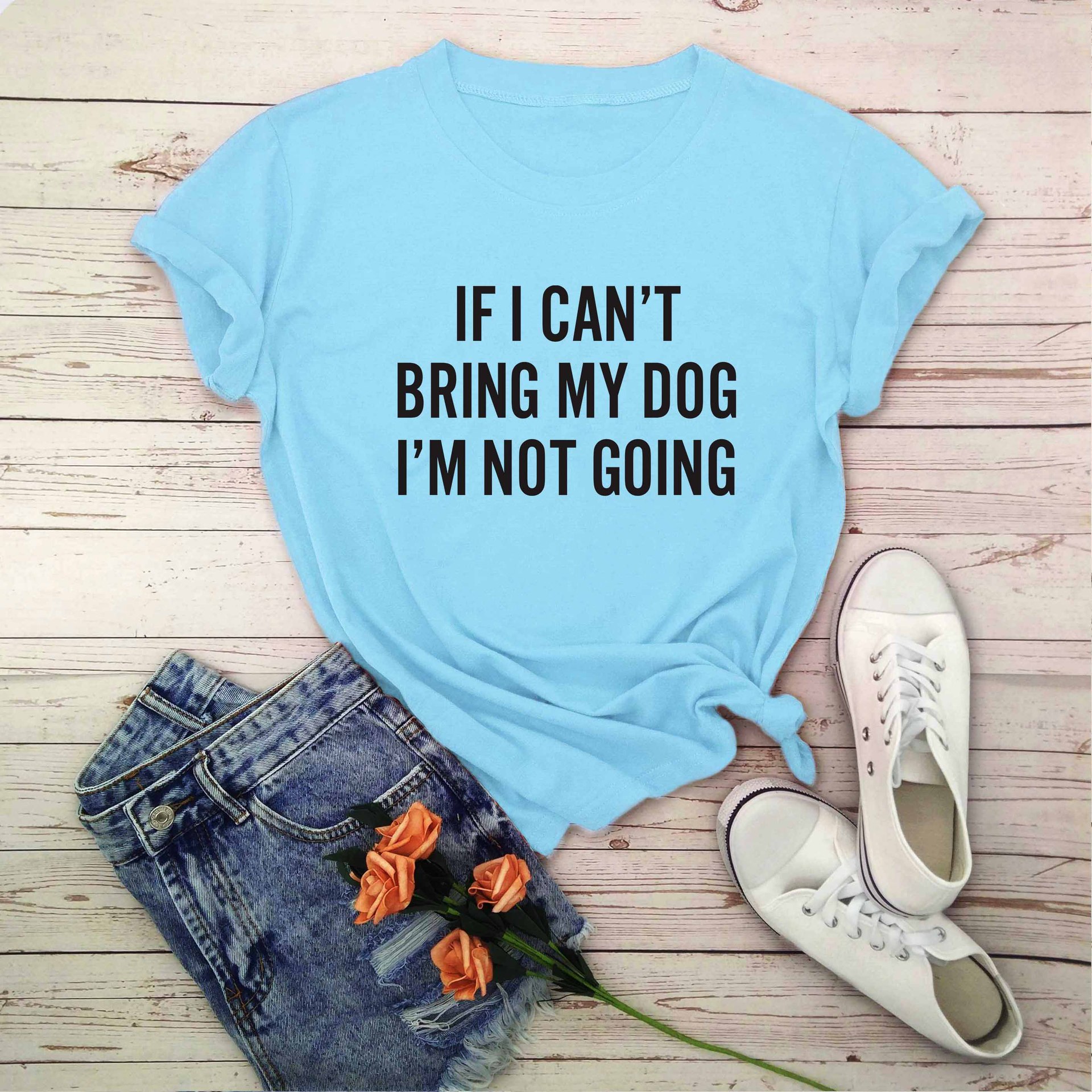 Letter print round neck cotton short sleeve women T