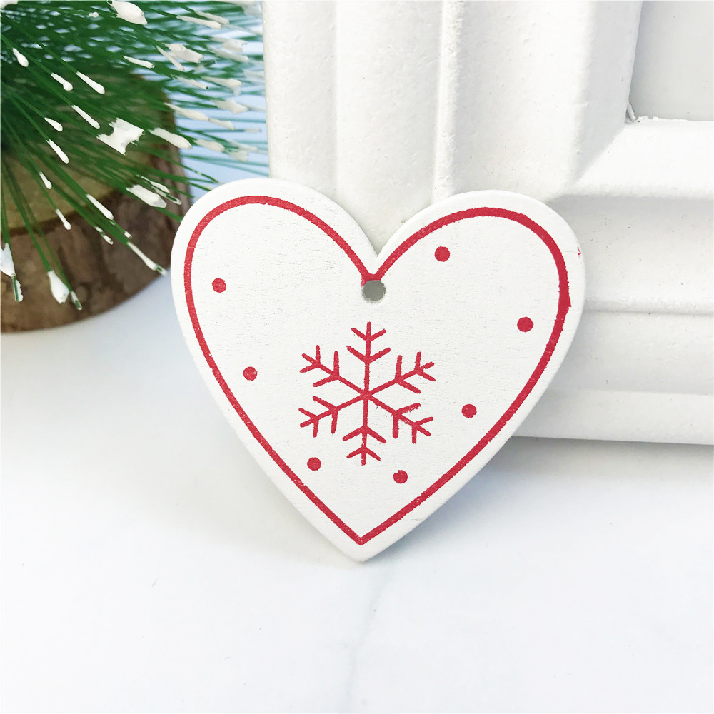 DIY Ornaments Wooden Christmas Gift Pendants White Heart - Shop at LoveMi