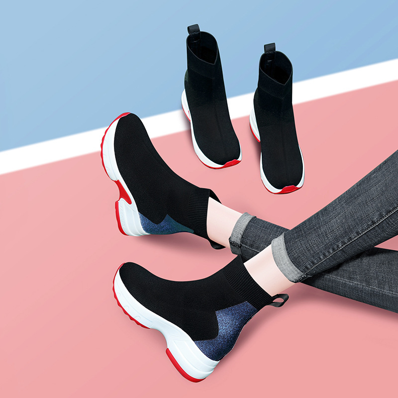 High-top stretch socks and shoes