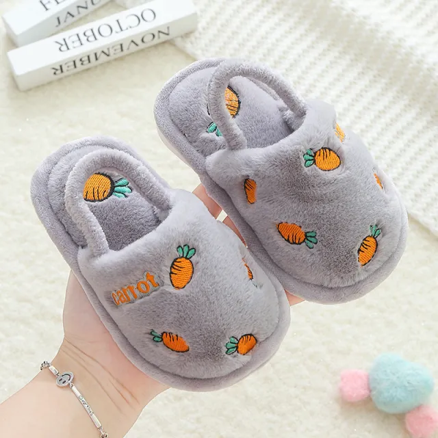 Children's warm cotton slippers Grey - Shop at LoveMi