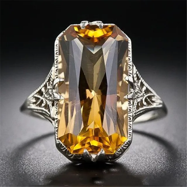 Citrine Hollow Carved Ring Europe and America Yellow - Shop at LoveMi