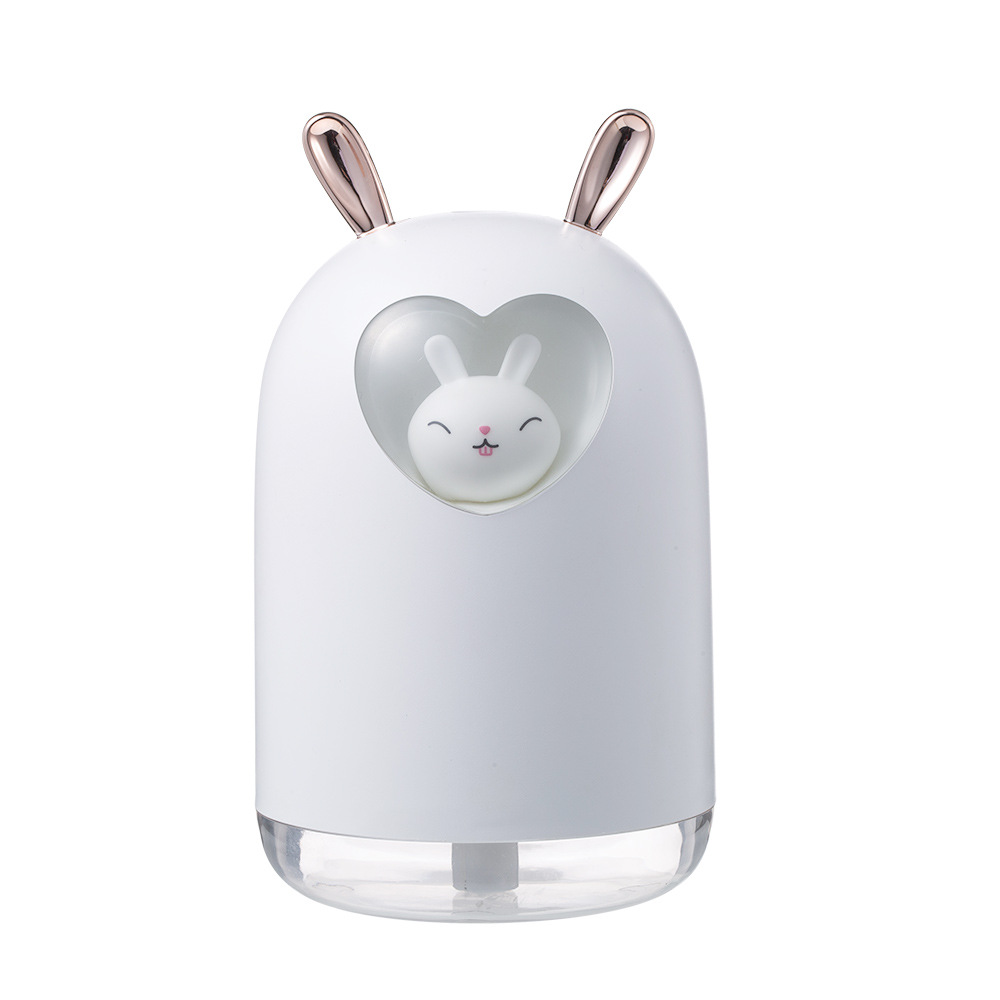 Lovely Rabbit Air Humidifier 300ML Cute Pet Ultrasonic Cool Mist Aroma Oil Diffuser Romantic Color LED Lamp USB Humidificador White - Shop at LoveMi
