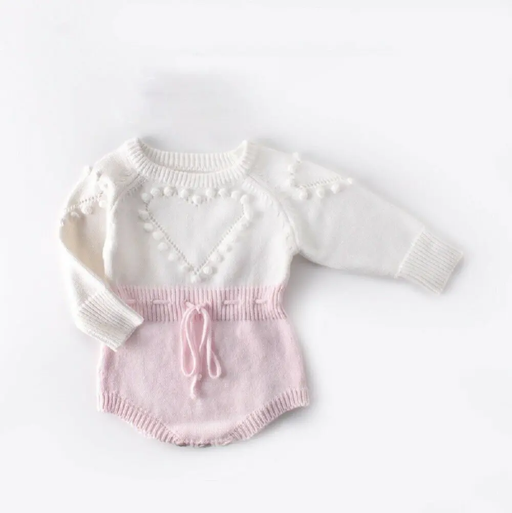 Baby Infant Handmade Love Sweater Knitted Wool Long Sleeve