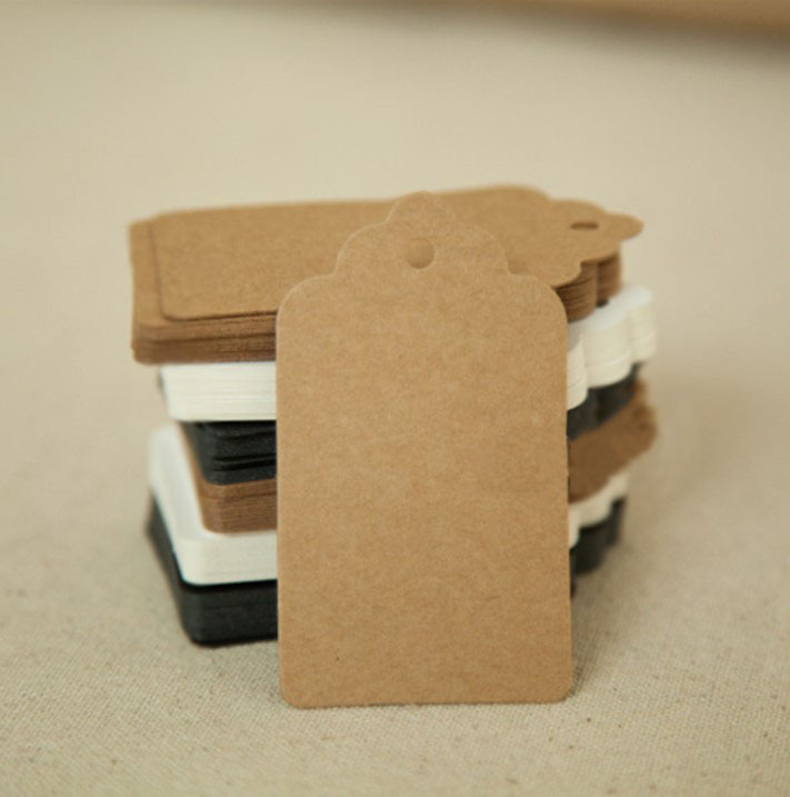 100pcs Black Paper Tags Kraft Paper Tag Head Label Festival Note DIY