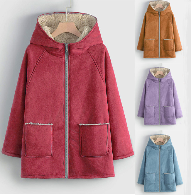 Deerskin cashmere lamb wool solid color coat